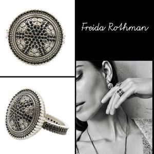 Freida Rothman Industrial Finish Round Pavé Cocktail Ring-only sz 7 left🎁